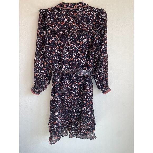 Hale Bob Joan Dress Floral Mesh Crepe Midi Sheath Dress Size Small w/ Belt $280 - Picture 4 of 9